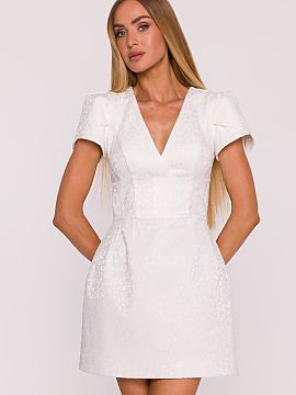 Cocktail dress Moe  Elegant dress made of jacquard fabric with a slightly convex plant pattern is a proposal for women who value refined style and timeless eleg