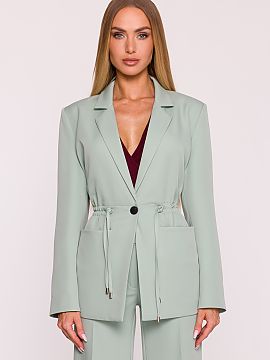Jacket Moe  Stylish women\'s blazer made of smooth fabric with a matte finish is a combination of classic and modern functionality. The loose, oversized