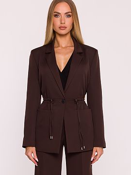 Jacket Moe  Stylish women\'s blazer made of smooth fabric with a matte finish is a combination of classic style with modern functionality. The loose, ov