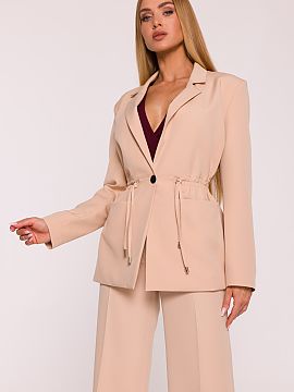 Jacket Moe  Stylish women\'s blazer made of smooth fabric with a matte finish is a combination of classic style with modern functionality. The loose ove