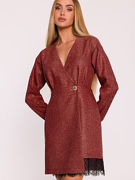 Daydress Moe  The unique dress made of tweed fabric with lace accents is an elegant proposal with a touch of modern character. The melange pattern gives t