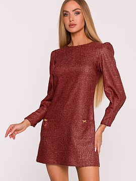 Daydress Moe  Elegant dress made of tweed fabric in a melange pattern is a proposal combining classic elegance with girlish charm. The structured material