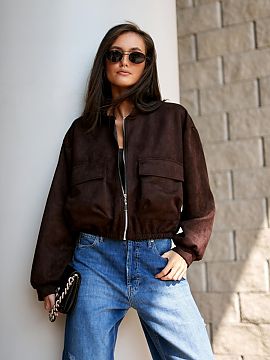 Jacket Roco Fashion  The Vivara bomber jacket is made of high-quality suede imitation, the material is soft to the touch, durable, and has an elegant, matte fini