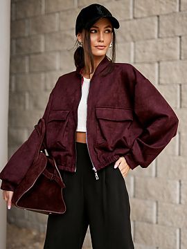 Jacket Roco Fashion  The Vivara bomber jacket is made of high-quality suede imitation, the material is soft to the touch, durable and has an elegant, matte finis