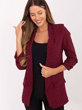 Jacket Italy Moda  Elegant women\'s blazer of standard length, made of a dominant blend of viscose and polyester, with a lining ensuring comfort. The buttonles