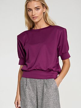 Blouse Nife  Stylish women\'s oversized blouse is the perfect combination of freedom and style. It has a round neckline and short sleeves finished with s