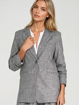 Jacket Nife  Stylish women\'s jacket with a regular, loose cut, made of material with a melange texture and uneven color, which gives it a modern charact