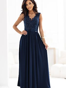 Long dress Numoco  LEA is a unique evening dress by Numoco that combines elegance and modern style. The top of the creation is made of beautiful guipure lace w