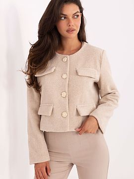 Jacket Rue Paris  Stylish women\'s jacket with a short cut, perfect for everyday wear, work, and formal occasions. Made of polyester and finished with a linin