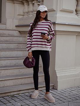 sweatshirt LaBalancia  STREL beige and burgundy striped sweatshirt is an extraordinary piece of clothing that combines both comfort and style. Made of high-quality