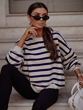 sweatshirt LaBalancia  The STREL beige and navy striped sweatshirt is the perfect choice for people who value comfort and style in their everyday appearance. Made 