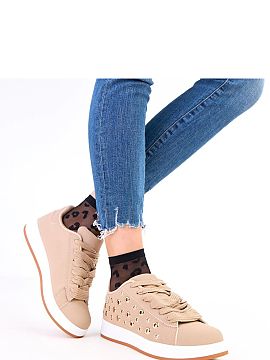 Sport Shoes Solea  Women\'s sports shoes with a fashionable, casual character, made of eco-friendly suede leather. The laced model with decorative studs stands