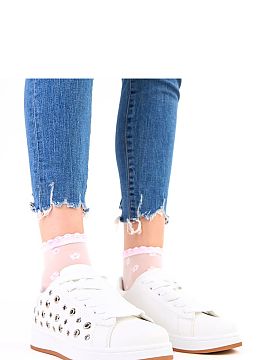 Sport Shoes Solea  Women\'s sports shoes with a fashionable, casual character, made of suede-like eco leather. The laced model with decorative studs stands out