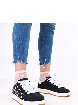 Sport Shoes Solea  Women\'s sports shoes with a fashionable, casual character, made of ecological suede leather. The lace-up model with decorative studs stands