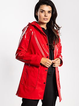 Jacket awama  Women\'s latex jacket with a hood is a stylish and functional proposal for autumn and spring. The minimalist, modern cut with practical pock