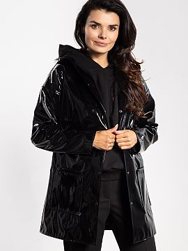 Jacket awama  A latex women\'s jacket with a hood is a stylish and functional proposal for autumn and spring. The minimalist, modern design with practical