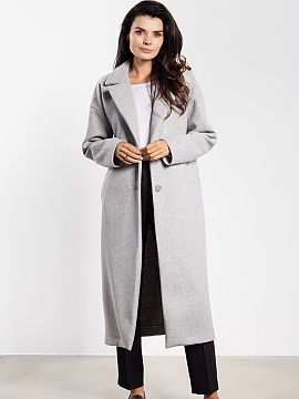 Coat awama  An elegant women\'s coat with a simple, minimalist cut is a must-have in the autumn-winter wardrobe. The midi length and classic lapels give