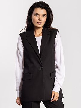 Gilet awama  Stylish vest with a simple, classic cut is a timeless element of wardrobe. Single-breasted button closure and lapels at the neckline emphasi