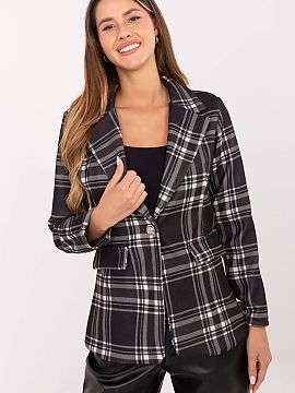 Jacket Rue Paris  Women\'s checkered blazer with a casual style is a perfect choice for everyday wear and work. Made of high-quality polyester with lining, it