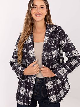 Jacket Rue Paris  Stylish women\'s checked blazer is the perfect combination of elegance and everyday comfort. A model of standard length with long sleeves wi