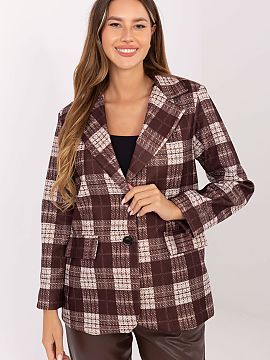 Jacket Rue Paris  Stylish women\'s checkered blazer is the perfect combination of elegance and everyday comfort. A model of standard length with long sleeves 