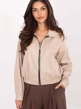 Jacket Rue Paris  Short, transitional women\'s jacket made of eco-leather in a casual style, perfect for everyday outings in the autumn/winter/spring season. 