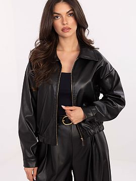 Jacket Rue Paris  Short, transitional women\'s jacket made of eco leather in a casual style, perfect for everyday outings in the fall? winter? spring season. 