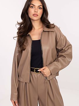 Jacket Rue Paris  Short, transitional women\'s jacket made of eco leather in a casual style, perfect for everyday outings in the fall? winter? spring season. 