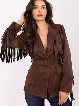 Jacket Rue Paris  Stylish and unique suede blazer in a casual style, perfect for everyday wear. Made of high-quality polyester and elastane blend, it is soft,