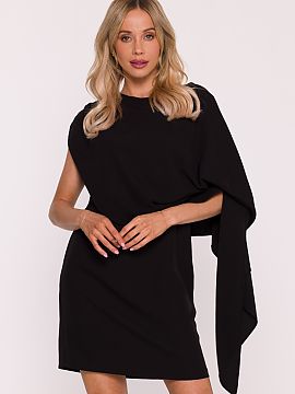 Evening dress Stylove  An elegant cocktail dress with a decorative cape is a unique proposition for women who appreciate modern form and subtle shine. Made of smoo