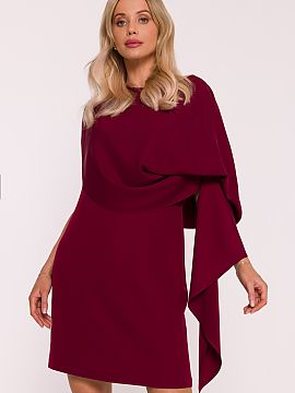 Evening dress Stylove  An elegant cocktail dress with a decorative cape is a unique proposition for women who appreciate modern form and subtle shine. Made of smoo