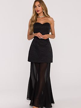 Evening dress Moe  Elegant and extremely feminine dress that combines the structure and lightness of two noble fabrics. The corset top is made of jacquard fabr