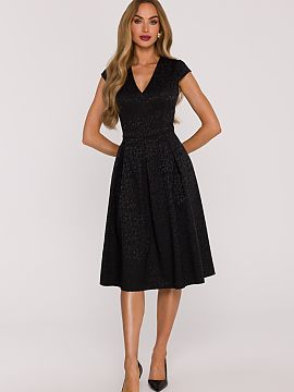Evening dress Moe  Stylish and feminine dress with a classic fit & flare cut, which combines elegance with a subtle touch of modernity. Made of jacquard fabric