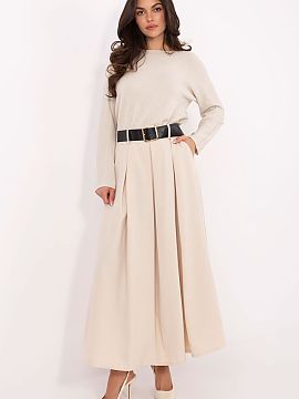 Long skirt Italy Moda  Elegant and feminine long flared maxi skirt with front godets, combining comfort with a classic style suitable for both work and everyday ou