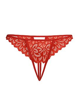 T-backs Teyli  Elegant red women\'s thongs are a combination of designer straps and delicate lace. Their unique plant motif adds subtlety and exceptional c