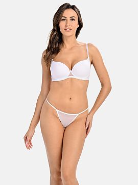 T-backs Teyli  Women\'s sexy white thongs. They are made of transparent thin, pleasant to the touch fine mesh, which is lined with delicate cotton absorbin