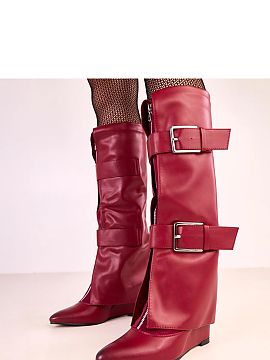 Wedge boots Solea  Elegant and stylish knee-high boots that combine classic design with modern finishing. Made of high-quality faux leather, they look extremel