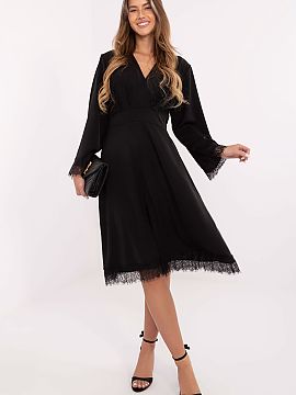 Cocktail dress Italy Moda  Stylish flared dress that combines elegance with subtle, feminine charm. Made of high-quality polyester and viscose blend, it is pleasant to