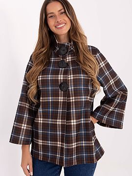 Coat Italy Moda  Stylish and timeless women\'s checkered coat, which is the perfect combination of elegance and classic design. Made of high-quality polyeste