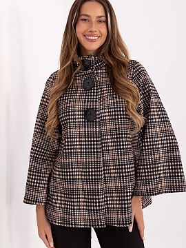 Coat Italy Moda  Stylish and timeless women\'s checkered coat, which is the perfect combination of elegance and classic design. Made of high-quality polyeste
