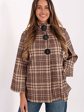Coat Italy Moda  Stylish and timeless women\'s checkered coat, which is the perfect combination of elegance and classic design. Made of high-quality polyeste