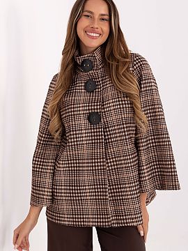 Coat Italy Moda  Stylish and timeless women\'s coat in a checkered pattern, which is the perfect combination of elegance and classic design. Made of high-qua