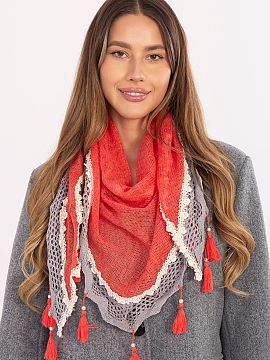 Scarf AT  Elegant and feminine triangular scarf with a varied texture of material, made of delicate viscose, which is pleasant to the touch and lightw