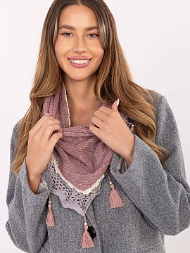 Scarf AT  Elegant and feminine triangular scarf with a varied texture of material, made of delicate viscose, which is pleasant to the touch and light.