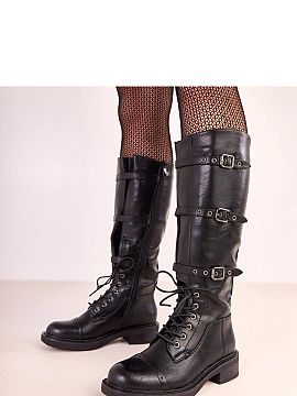 Kozaki Solea  Unique knee-high boots inspired by vintage style, combining elegance with a retro touch. Made of high-quality faux leather, they look extrem