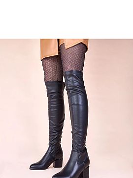 Heeled boots Solea  Discover elegance and comfort with black over-the-knee boots with a decorative block heel Onka from the renowned brand Gemre. These unique f