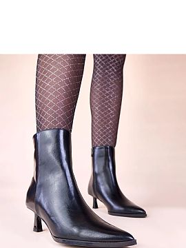 Heeled boots Solea  We present black stiletto ankle boots in the duck style Mordi from the renowned brand Gemre. These unique ankle boots are the quintessence o