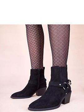 Heeled boots Solea  Discover elegance and comfort with black heeled ankle boots with decorative buckles Ritama from the Gemre brand. These stylish shoes are the