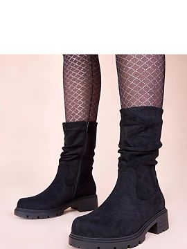 Botki Solea  Discover the latest trend in footwear fashion - black platform ankle boots with ruching Malha from the renowned brand Gemre. These unique fl