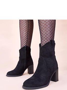 Heeled boots Solea  We present black ankle boots with a block heel made of eco-suede by Mirmi, an essential element of every woman\'s wardrobe who values elegan